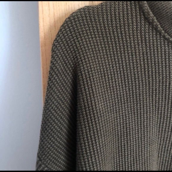 XXL | Olive Green Oversized Waffle Knit Sweater - Picture 3 of 5